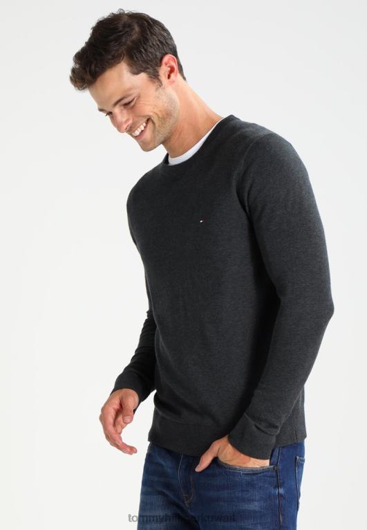 هيذر الفحم Tommy Hilfiger كنزة برقبة على شكل حرف C 446444032