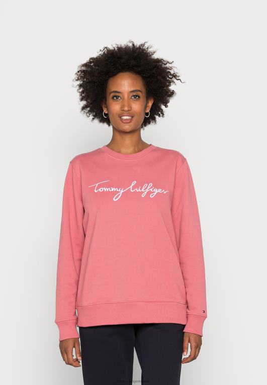الإنجليزية الوردي Tommy Hilfiger سويت شيرت برقبة على شكل حرف C 446444350
