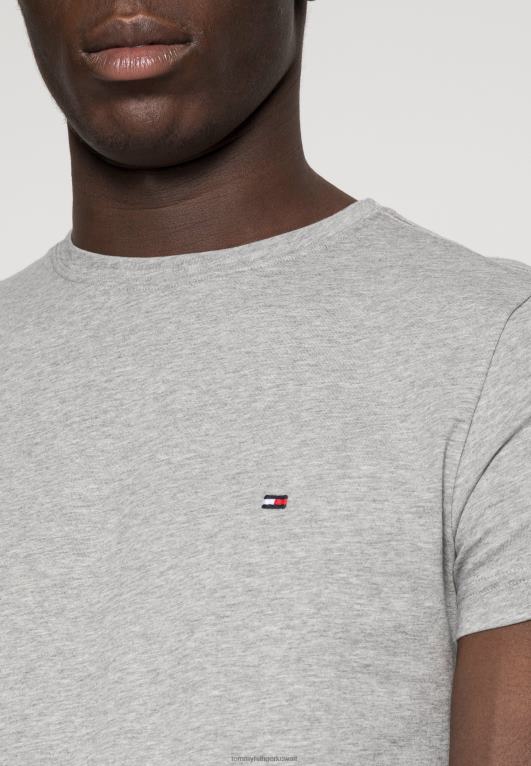 هيذر السحابة Tommy Hilfiger تي شيرت أساسي جديد قابل للتمدد برقبة على شكل حرف C 446447275