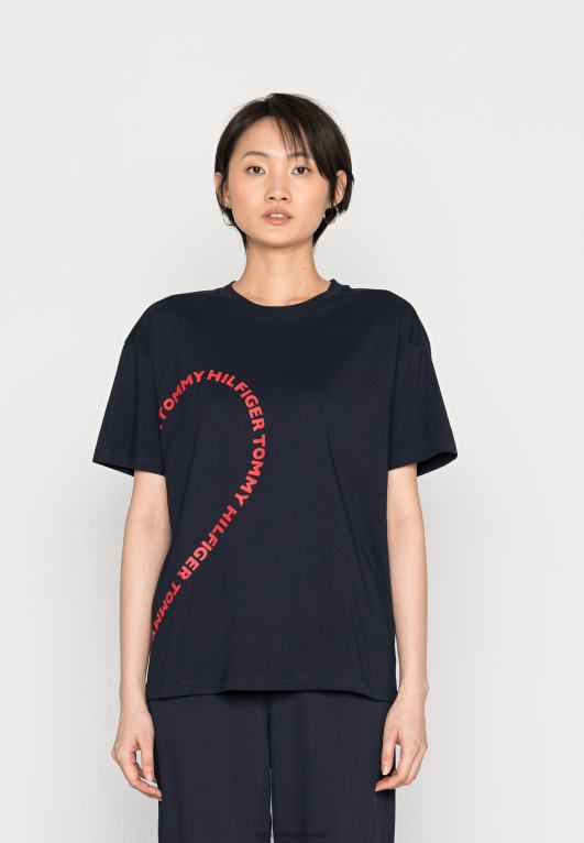 سماء الصحراء Tommy Hilfiger تي شيرت مطبوع برقبة على شكل حرف C مريح 446448017