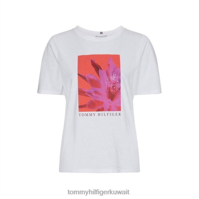البصرية الأبيض Tommy Hilfiger تي شيرت زهري عادي C-NK 4464420209