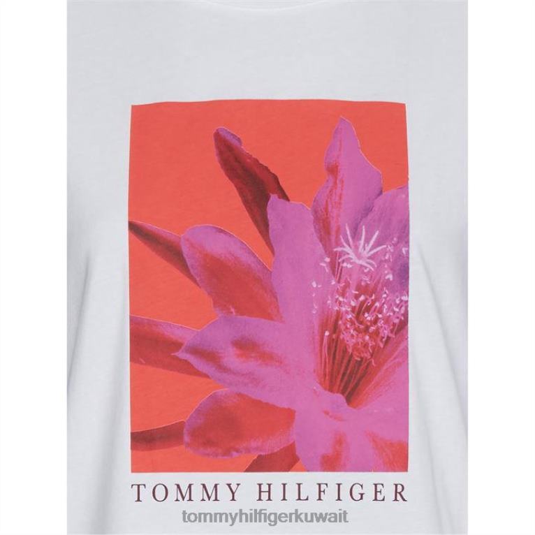 البصرية الأبيض Tommy Hilfiger تي شيرت زهري عادي C-NK 4464420209