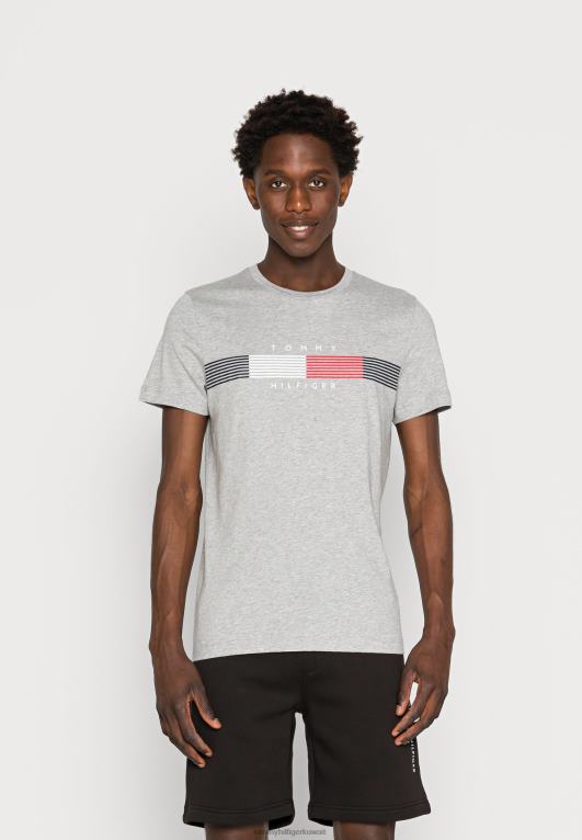 هيذر رمادي فاتح Tommy Hilfiger تي شيرت بطبعة جرافيك من Chest Corp 446444326