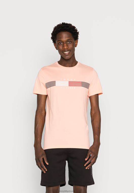 الخوخ غروب الشمس Tommy Hilfiger تي شيرت بطبعة جرافيك من Chest Corp 446444382