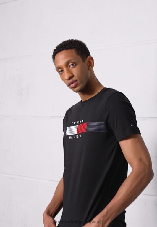 أسود Tommy Hilfiger تي شيرت بطبعة جرافيك من Chest Corp 446444861