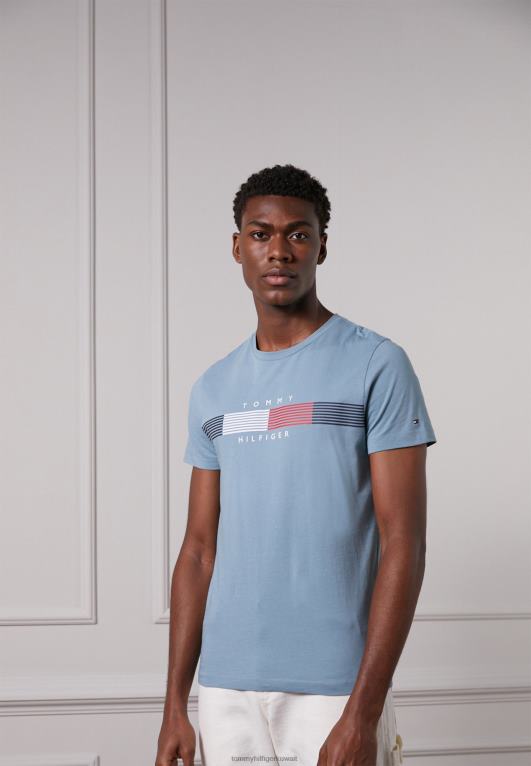 الأزرق النبيل Tommy Hilfiger تي شيرت بطبعة جرافيك من Chest Corp 446444993