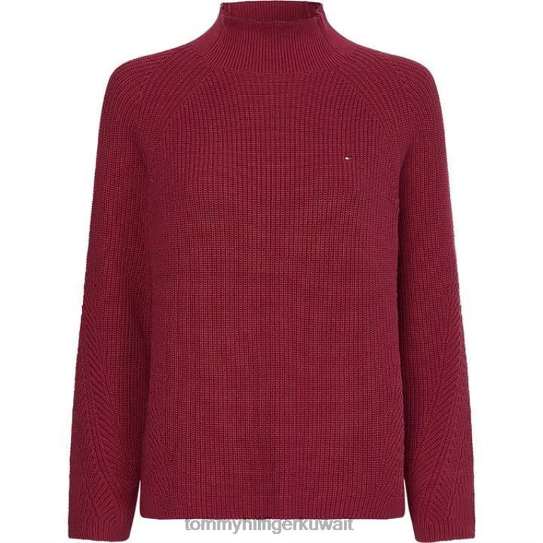 روبي قرمزي Tommy Hilfiger سترة منسوجة برقبة وهمية من Hayana 4464420097