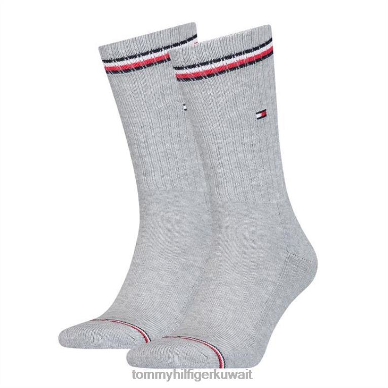 رمادي Tommy Hilfiger جوارب Icon Crew للرجال مكونة من زوجين 4464420381