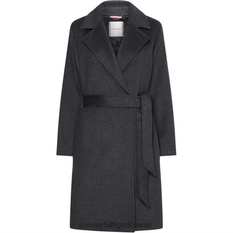 رمادي غامق Tommy Hilfiger حزام صوف تومي JKT 4464419720