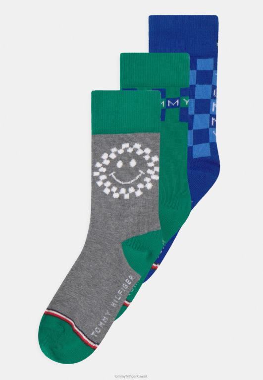 أخضر/أزرق Tommy Hilfiger مجموعة جوارب من Kids RacerCheck Giftbox للجنسين مكونة من 3 قطع 446447050