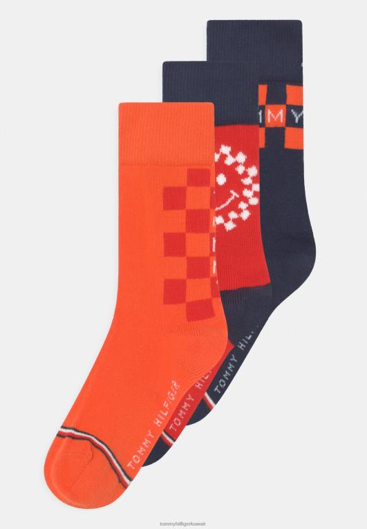 أحمر برتقالي Tommy Hilfiger مجموعة جوارب من Kids RacerCheck Giftbox للجنسين مكونة من 3 قطع 446447110