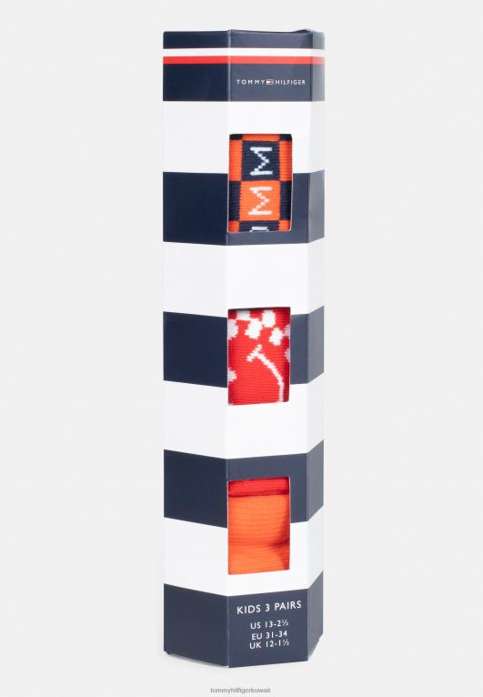 أحمر برتقالي Tommy Hilfiger مجموعة جوارب من Kids RacerCheck Giftbox للجنسين مكونة من 3 قطع 446447110