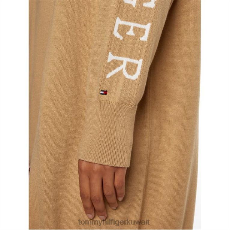 البلد الكاكي Tommy Hilfiger فستان M-NK من القطن برسومات 4464420981