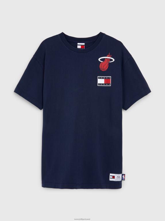 الشفق البحرية / ميام Tommy Hilfiger تي شيرت جينز وشارة NBA مريح 446442864