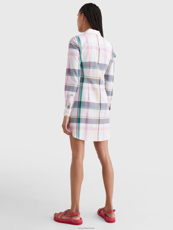 وردي فاتح باستيل Tommy Hilfiger فستان قميص كاروهات بشعار Prep 446442065