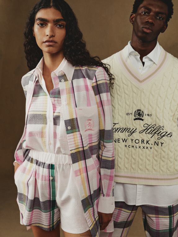 عاج Tommy Hilfiger سترة الكريكيت قصيرة الأكمام من Prep Crest 44644711