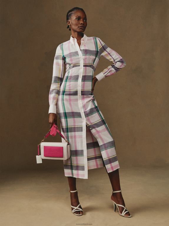 وردي فاتح باستيل Tommy Hilfiger فستان قميص بمربعات من Prep Madras 446442069