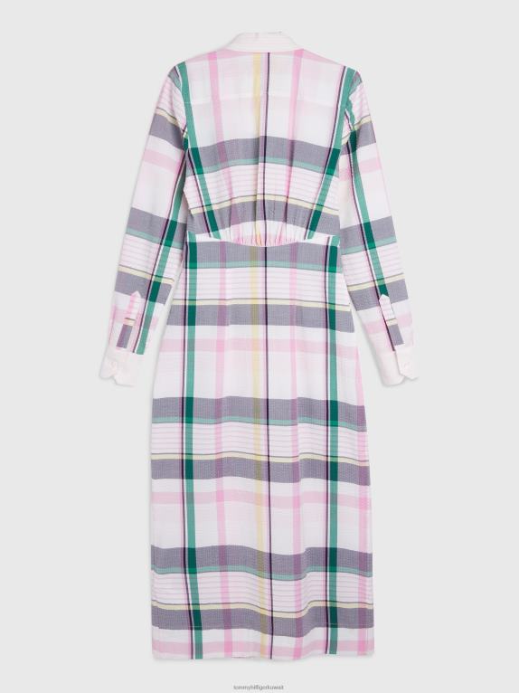 وردي فاتح باستيل Tommy Hilfiger فستان قميص بمربعات من Prep Madras 446442069