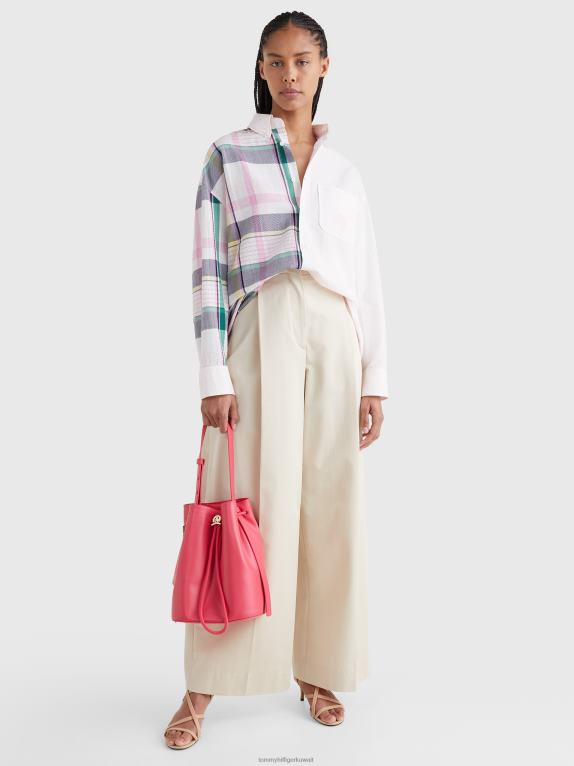 وردي فاتح باستيل Tommy Hilfiger قميص قطني مربعات من Prep crest Madras 446442410