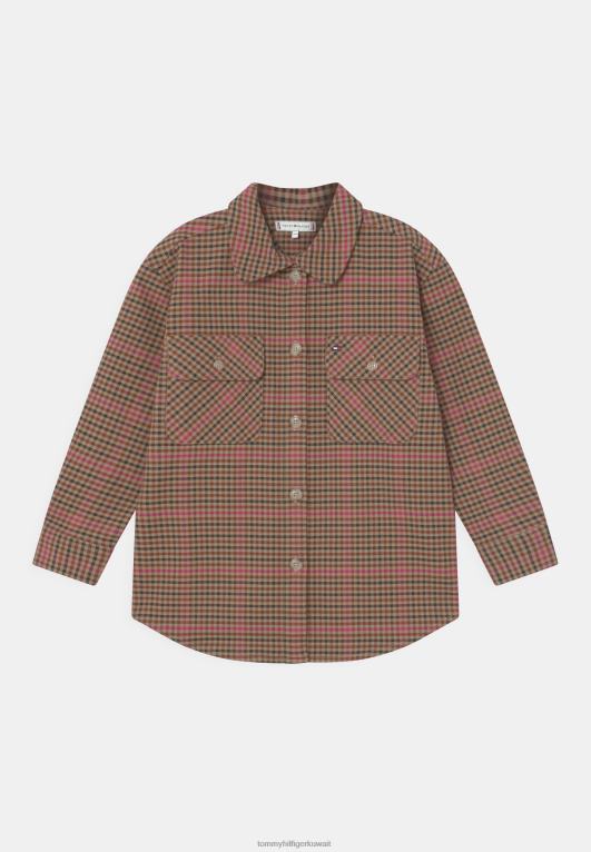 أرجواني Tommy Hilfiger بلوزة بأزرار سفلية مع مربعات Preppy 446445045