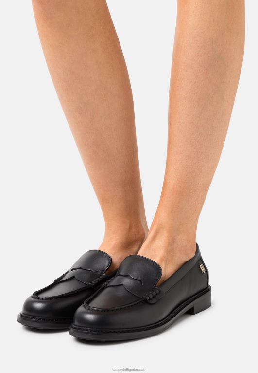 أسود Tommy Hilfiger حذاء سهل الارتداء مسطح من Preppy 446447421