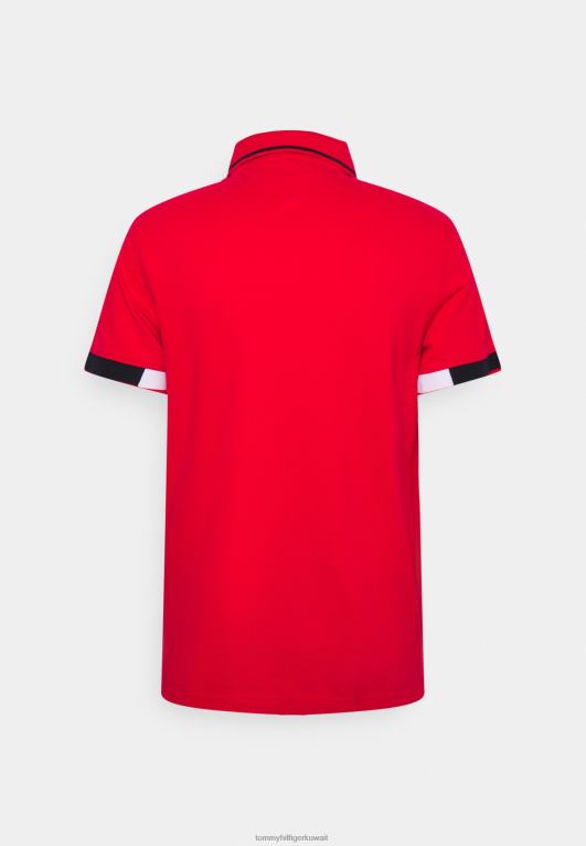 الأحمر الأساسي Tommy Hilfiger قميص بولو نحيف بفتحة من RWB 446444126