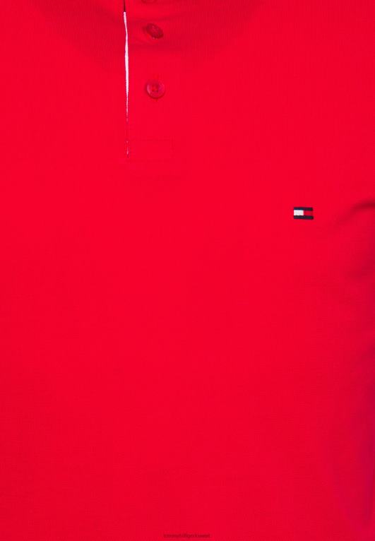 الأحمر الأساسي Tommy Hilfiger قميص بولو نحيف بفتحة من RWB 446444126