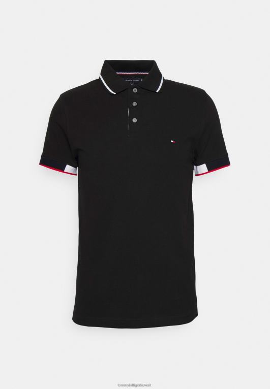 أسود Tommy Hilfiger قميص بولو نحيف بفتحة من RWB 446444425