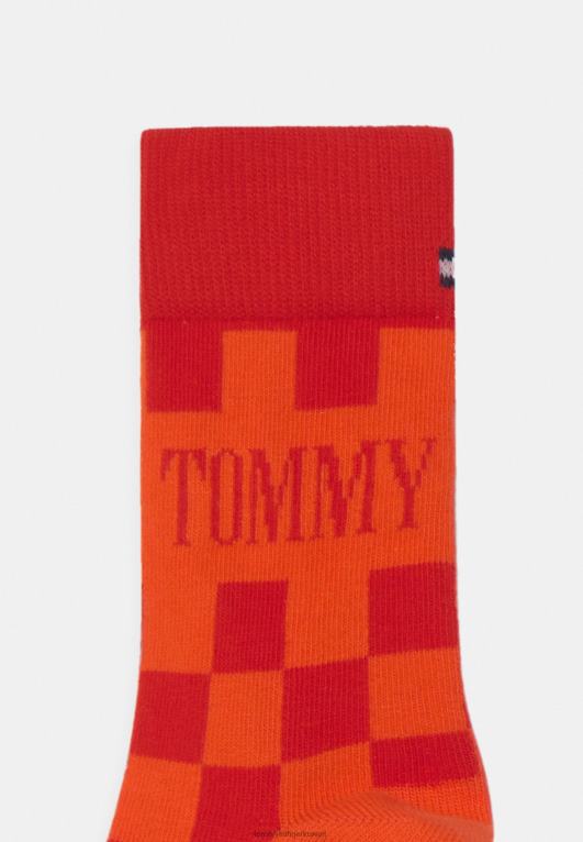 برتقالي / أحمر / كحلي Tommy Hilfiger جوارب RacerCheck للأطفال مكونة من 4 قطع 446447129