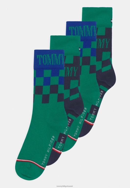 أخضر/أزرق Tommy Hilfiger جوارب RacerCheck للأطفال مكونة من 4 قطع 446447130