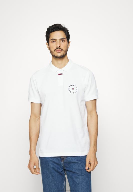 أبيض Tommy Hilfiger قميص بولو عادي بشعار شركة Roundall 446447645