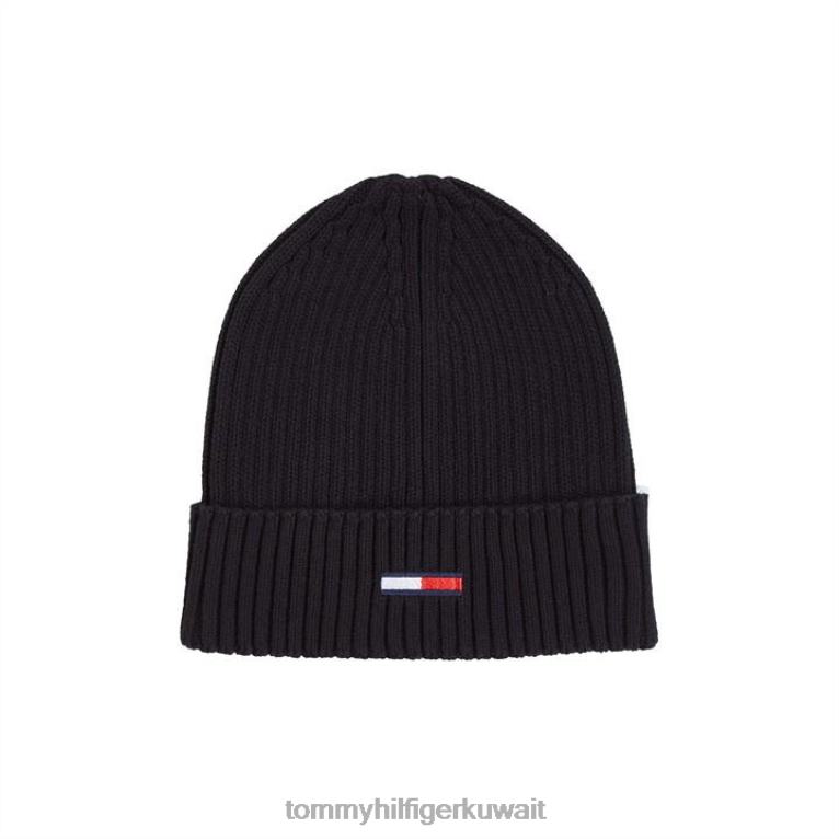 أسود Tommy Hilfiger قبعة صغيرة مضلعة بعلم TJM 4464420467