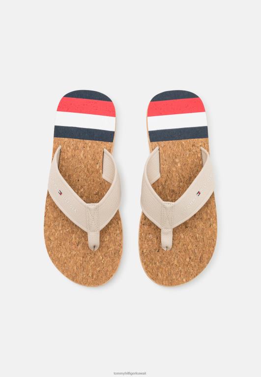 البيج الكلاسيكي Tommy Hilfiger صنادل الشاطئ على شكل حرف T 446444234