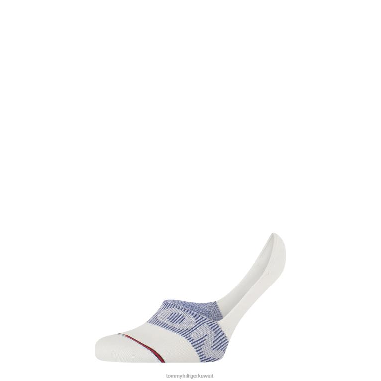 أبيض Tommy Hilfiger عبوة واحدة من جوارب Uni TJ No Show ذات قصة متوسطة مضلعة بشعار الماركة 44644562