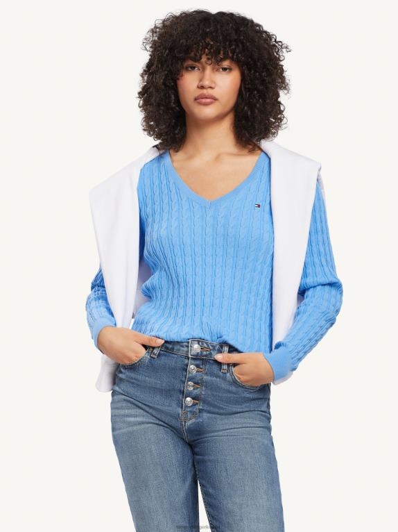 الكوبية الزرقاء Tommy Hilfiger سترة كلاسيكية برقبة على شكل حرف V 446442222