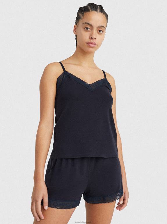 سماء الصحراء Tommy Hilfiger كامي برقبة على شكل حرف V وشعار دانتيل 446442263