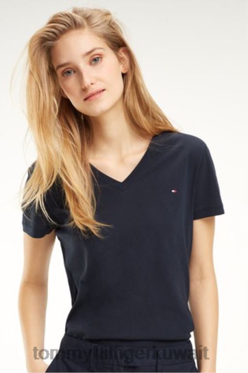 أزرق Tommy Hilfiger تي شيرت تراثي برقبة على شكل حرف V 446442935