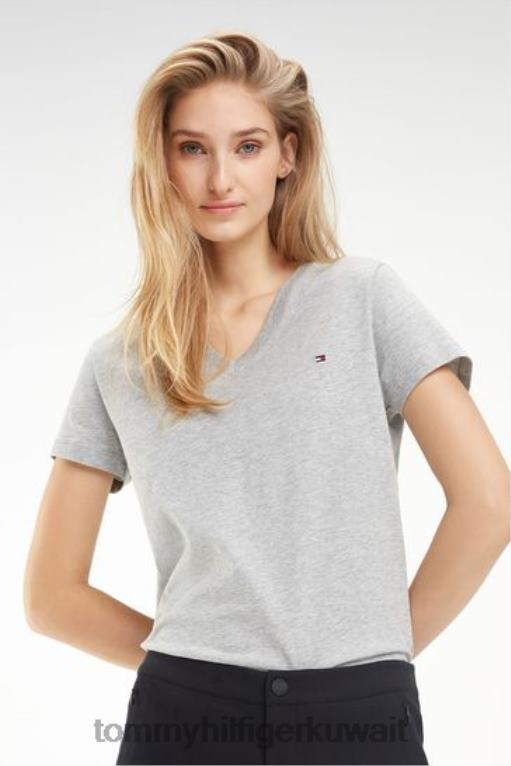 رمادي Tommy Hilfiger تي شيرت تراثي برقبة على شكل حرف V 446442936