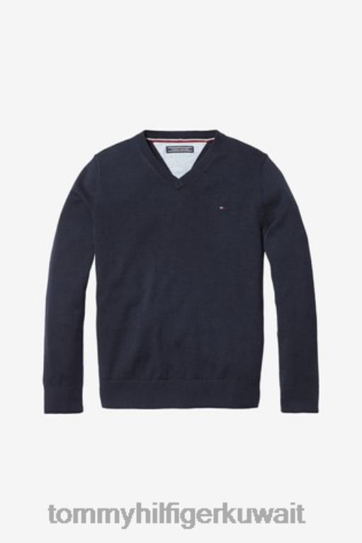 أزرق Tommy Hilfiger الأولاد سترة الرقبة على شكل حرف V 446443074