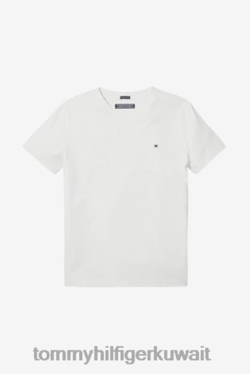 أبيض Tommy Hilfiger تي شيرت للأولاد أساسي برقبة على شكل حرف V 446443250