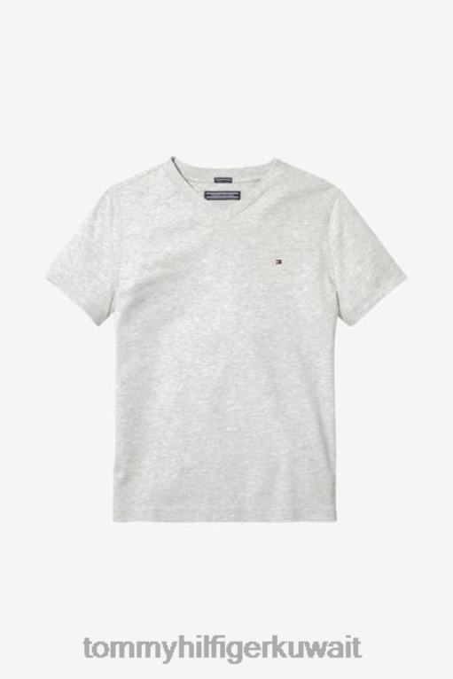 رمادي Tommy Hilfiger تي شيرت للأولاد أساسي برقبة على شكل حرف V 446443265