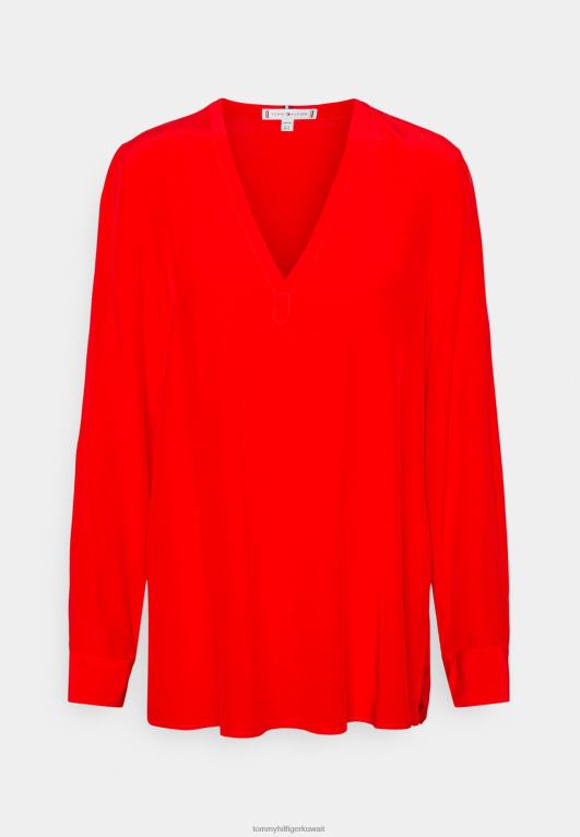 العاب ناريه Tommy Hilfiger بلوزة صلبة برقبة على شكل حرف V 446447215