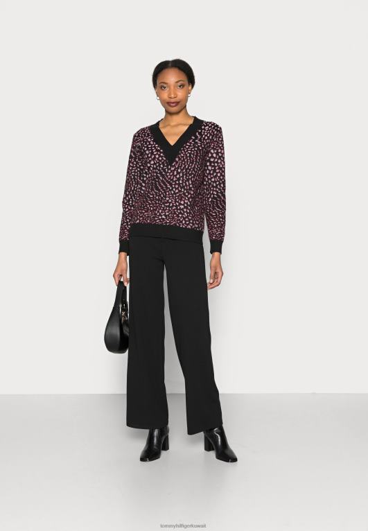 أسود أحمر Tommy Hilfiger سترة على شكل حيوان V-NK باللون الأسود والأحمر 446445571