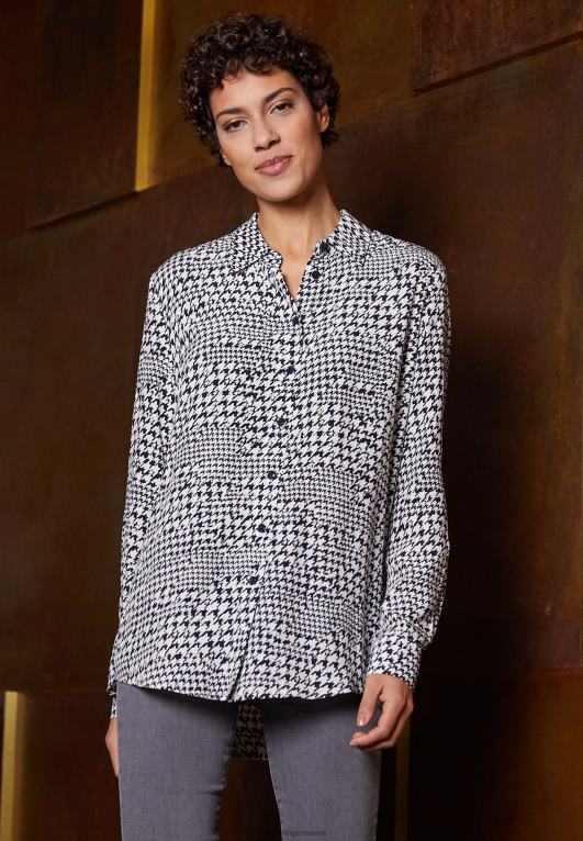 صغير بنقش مربعات/أزرق سماوي صحراوي Tommy Hilfiger بلوزة Vis Monogram Fleur بأزرار سفلية 446448457