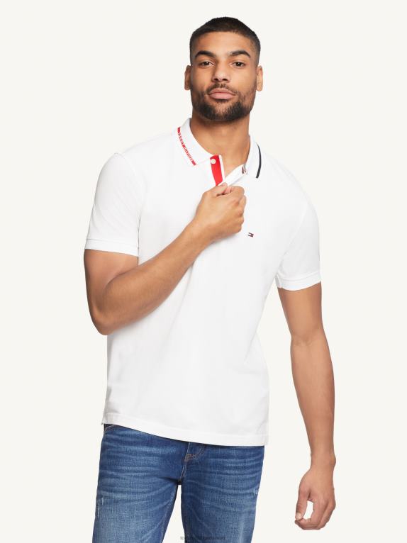 أبيض Tommy Hilfiger بولو بياقة جاكار من WCC 446441115