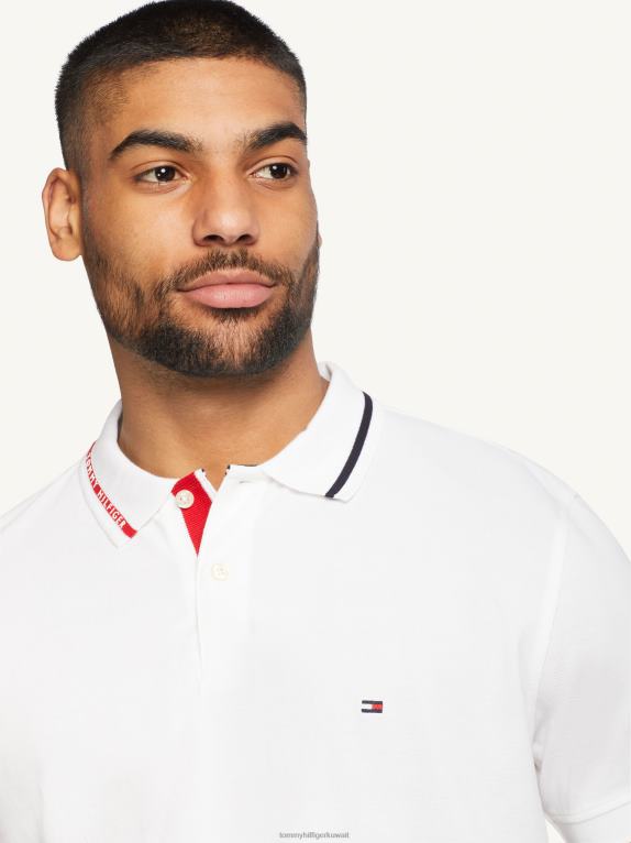أبيض Tommy Hilfiger بولو بياقة جاكار من WCC 446441115