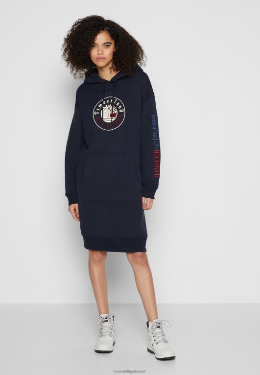 سماء الصحراء Tommy Hilfiger فستان بغطاء للرأس بشعار X تمبرلاند 446447683