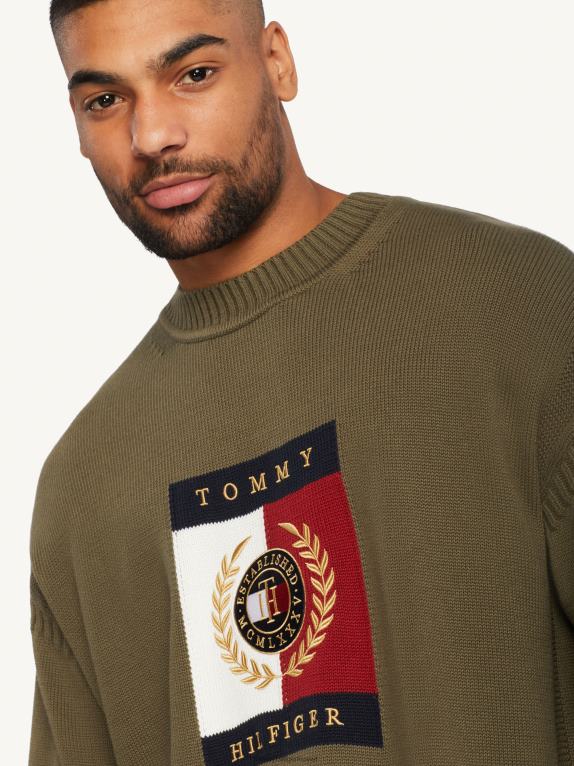 الجيش الأخضر Tommy Hilfiger أيقونات الطائر الرسومي intarsia 446441364