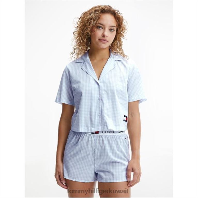 أزرق Tommy Hilfiger قميص ss pj القماش القطني 4464420476