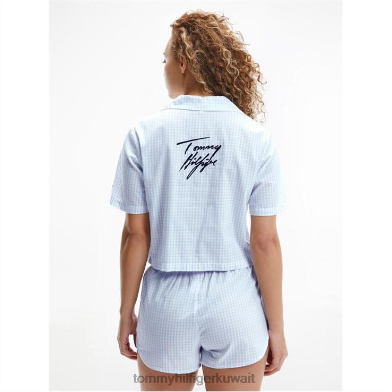 أزرق Tommy Hilfiger قميص ss pj القماش القطني 4464420476
